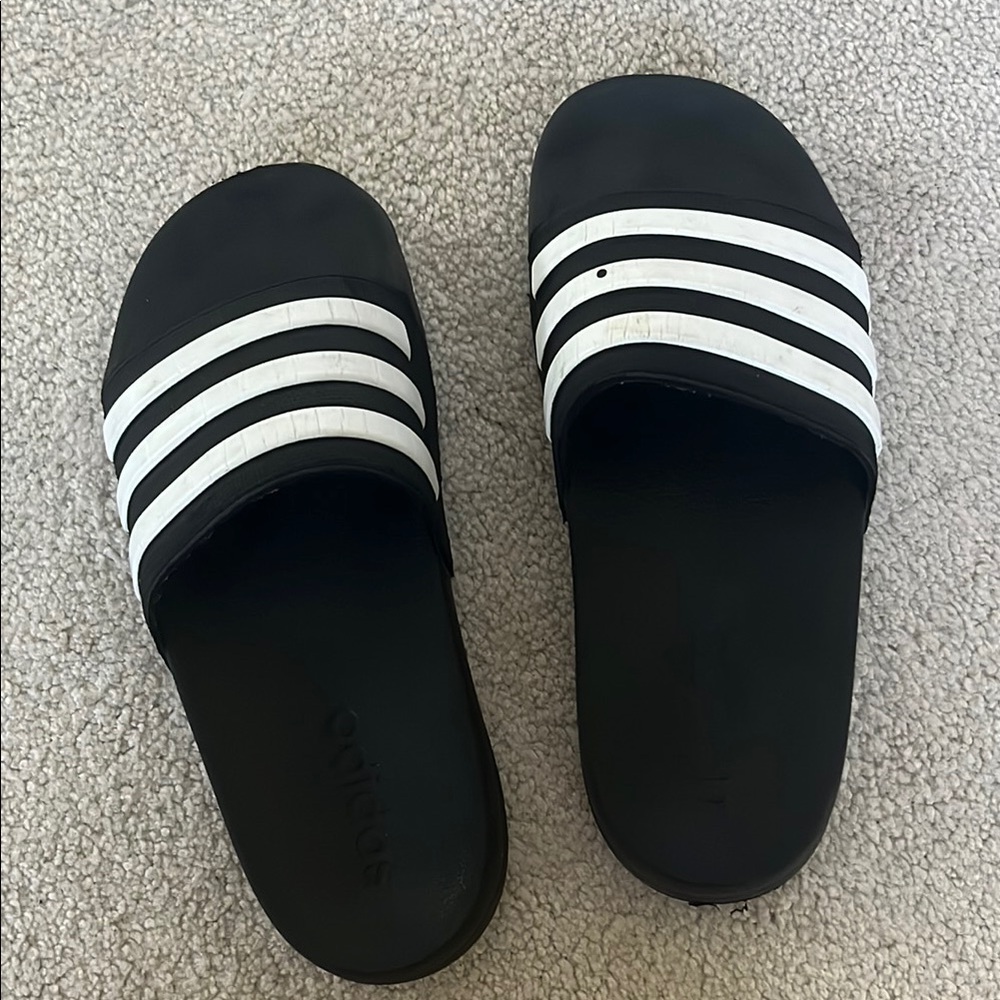 Adidas Black and White Sandals Sporty Minimalist Design